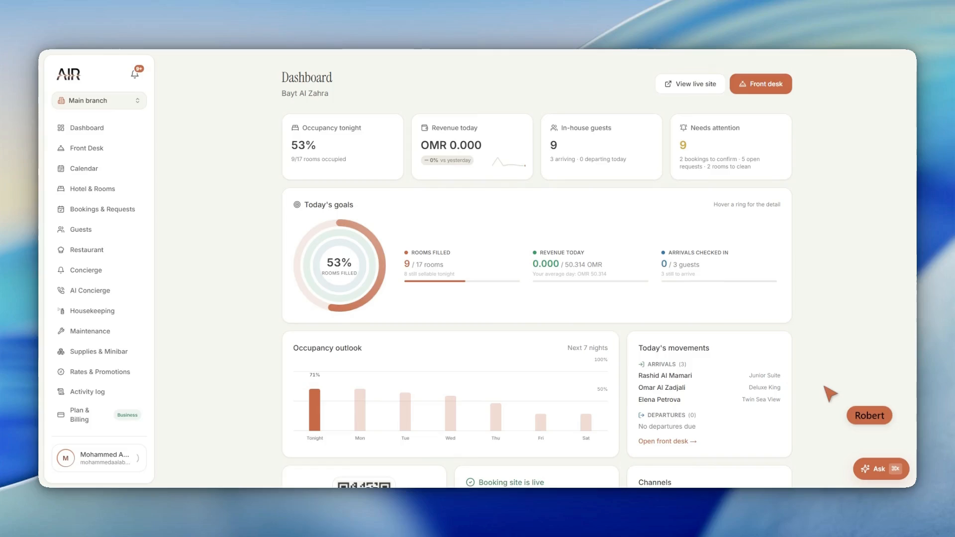 Agentix Hotel — watch the AI front desk